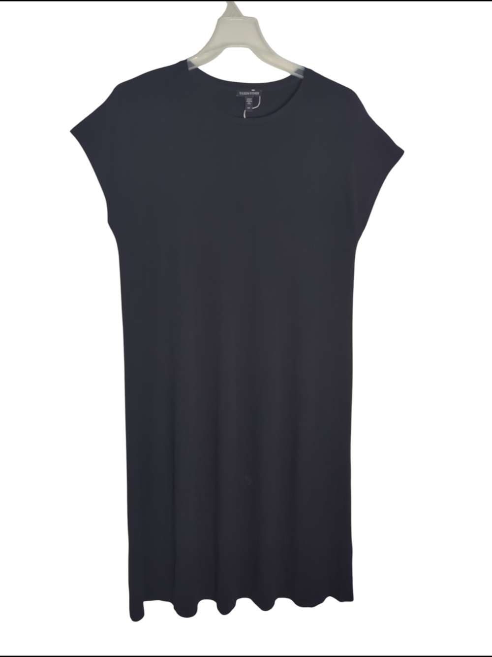Eileen Fisher Womens Midi Dress 100% Silk Black Quiet Luxury Neutral Chic Small